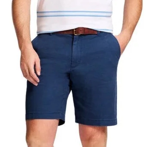 Izod Other - IZOD Saltwater Flat Front 9" Cotton Stretch Navy Blue Golf Shorts 36 waist